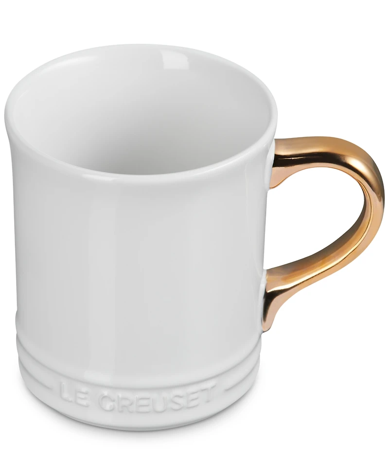 Le Creuset Stoneware Mug with Gold Metallic Handle, 14 oz.