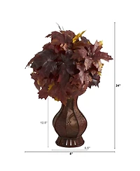 Slickblue 24" Autumn Maple Leaf Artificial Plant Decorative Planter
