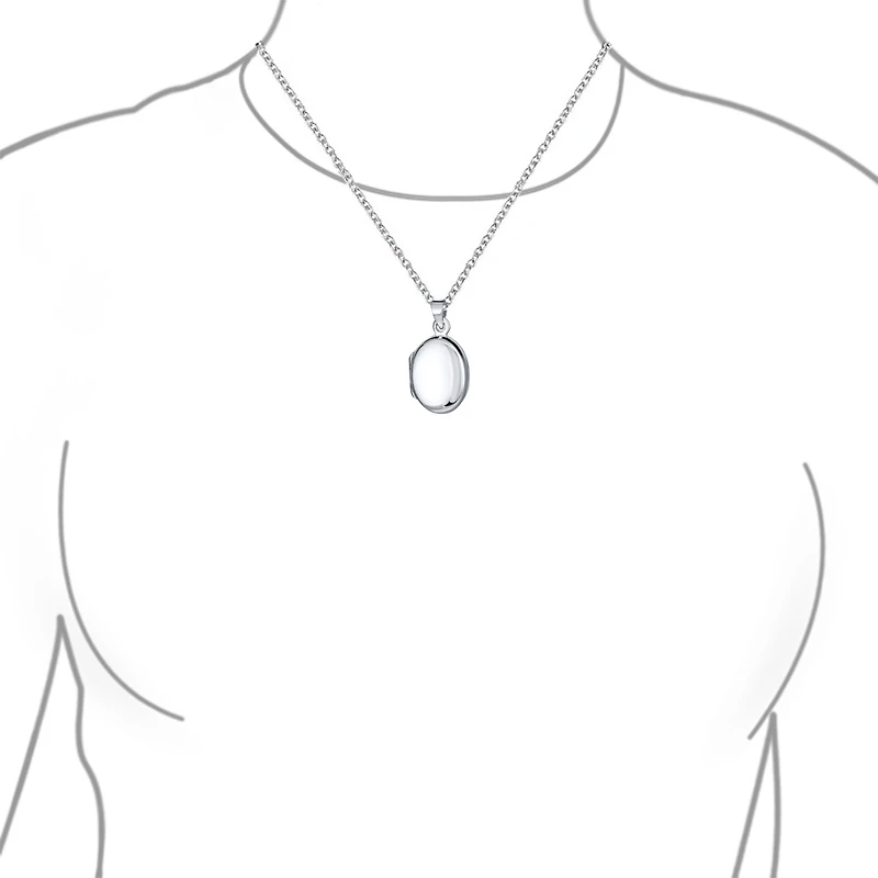 Bling Jewelry Petite Simple Plain Flat Oval Photo Lockets That Hold Pictures Silver Locket Necklace Pendant Large