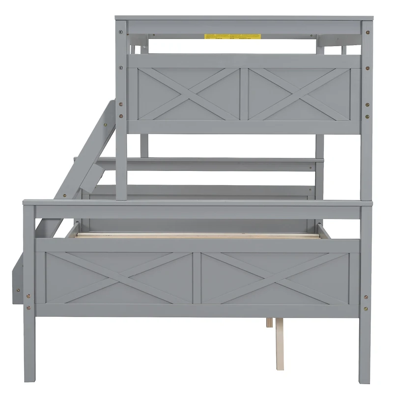 Streamdale Twin/Full Bunk Bed with Guardrail, Gray