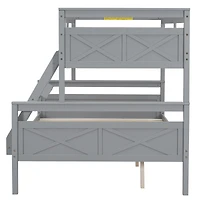Streamdale Twin/Full Bunk Bed with Guardrail, Gray