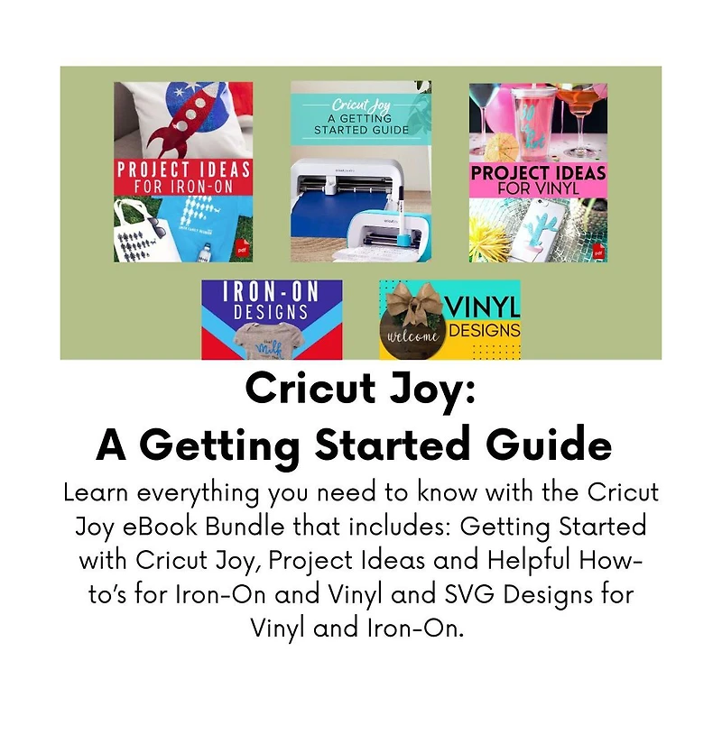 cricut Joy Machine with Mini Heat Press Blue Tool Kit and Iron on Sampler Bundle