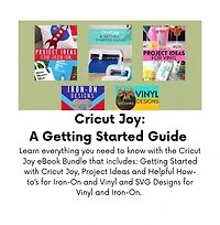 cricut Joy Machine with Mini Heat Press Blue Tool Kit and Iron on Sampler Bundle