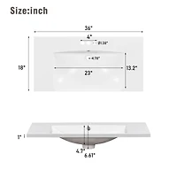 Streamdale 36" Integrated Sink Vanity 4 Drawers, 2 Doors