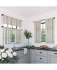 Slub Texture Stripe Cotton Cafe Curtain Valance