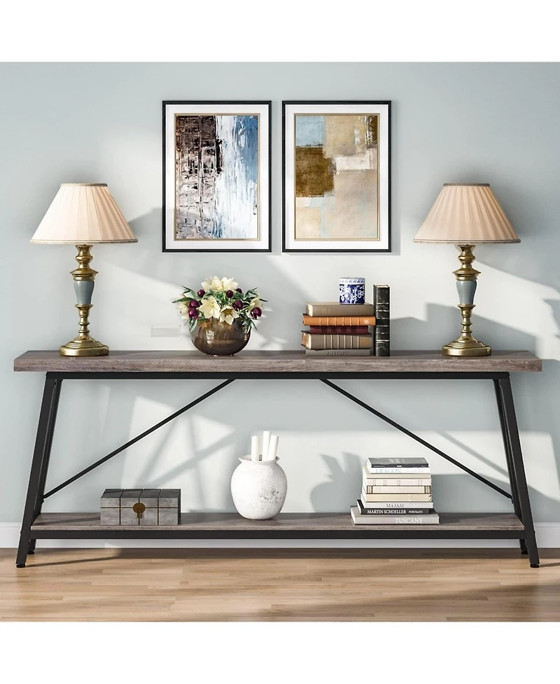 Tribesigns 70.9 Inches Extra Long Sofa Table Behind Couch, Industrial Entry Console Table for Hallway, Entryway, Living Room