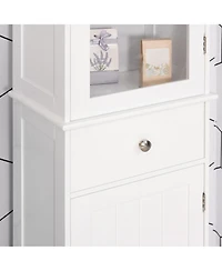 Simplie Fun Narrow Bathroom Linen Tower with Acrylic Door