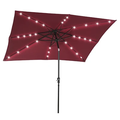 9ft Solar Led Patio Umbrella with Tilt & Crank