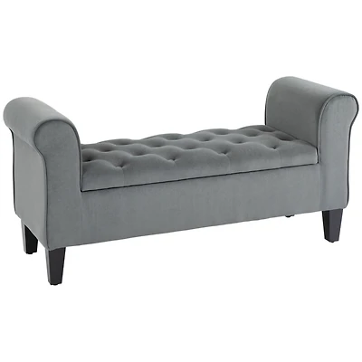 Tufted Storage Bench with Rolled Arms