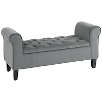 Tufted Storage Bench with Rolled Arms