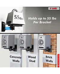 5 Core Speaker Wall Mount Adjustable Shelf Holder Swivel 180 Degree Bookshelf Brackets - 15 Inch Space for Speakers Pair Holds Upto 55lbs