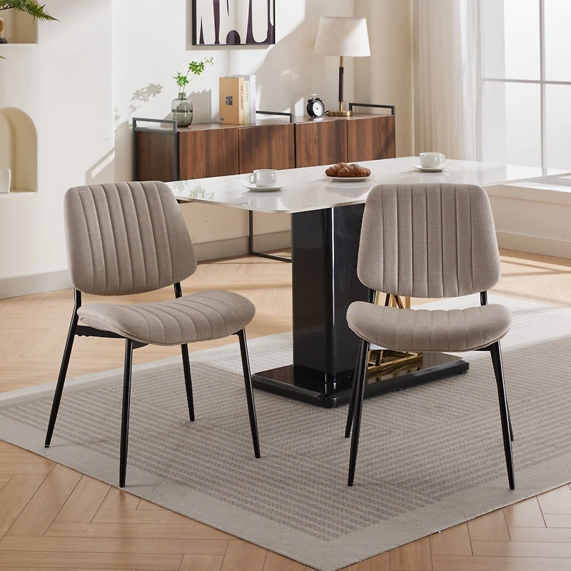 Streamdale Modern Retro Linen Dining Chairs Set of 2