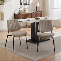 Streamdale Modern Retro Linen Dining Chairs Set of 2