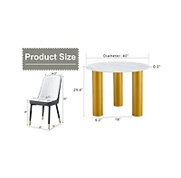 Streamdale Furniture Marble Table and Chair Set: Gold Legs, Plush Chairs
