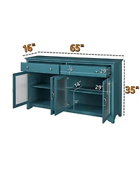 Simplie Fun Teal Blue Tv Console with Adjustable Shelves