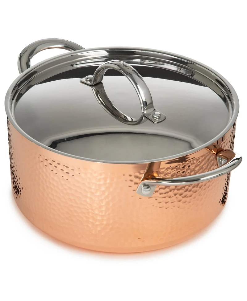 BergHOFF Vintage 5pc Tri-Ply Copper Cookware Set with Lids, Hammered