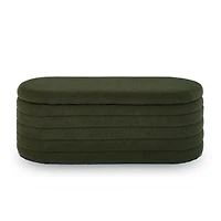 Boucle Fabric Ottoman Bench with Storage and Safety Hinge
