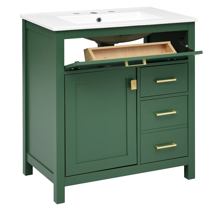 Streamdale 30-Inch Blue Bathroom Vanity with Sink and Storage