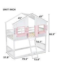 Streamdale Twin Loft House Bunk Bed with Roof and Accessories