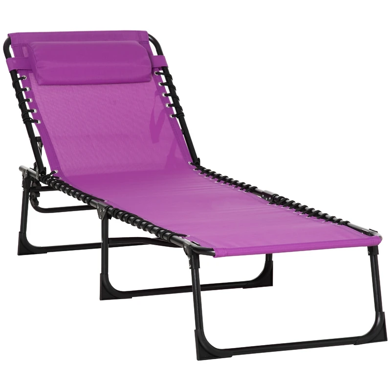 Streamdale Furniture Folding Chaise Lounge, Reclining Pool Chair with Mesh & Pillow