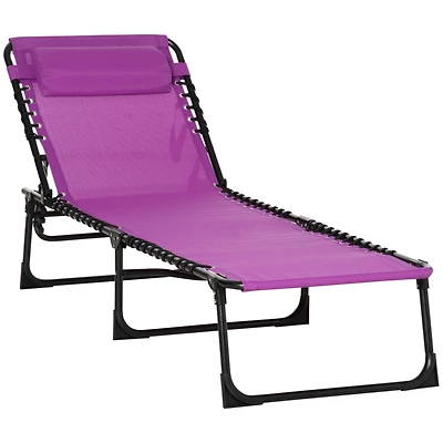 Streamdale Furniture Folding Chaise Lounge, Reclining Pool Chair with Mesh & Pillow