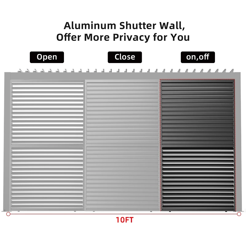 Streamdale 10FT Aluminum Louver Grille for Privacy and Sun Control