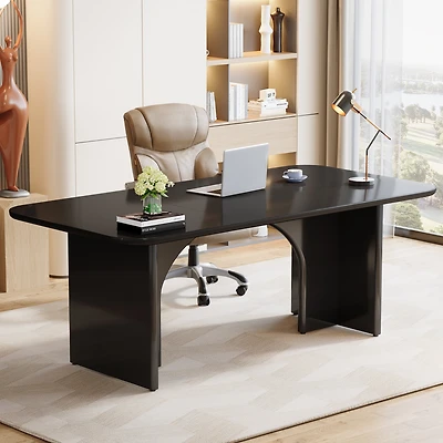 Tribesigns 62.99" Large Desk, Modern Home Office Computer Desk for 1-2 Person, Minimalist Double Pc Writing Table Study Executive with Arch