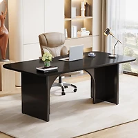 Tribesigns 62.99" Large Desk, Modern Home Office Computer Desk for 1-2 Person, Minimalist Double Pc Writing Table Study Executive with Arch