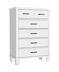 Dresser for Bedroom, 6 Drawer Dresser with Metal Handles, White Chest of Drawers Closet Organizers and Storage Clothes, Wood Drawer Dresser for Closet