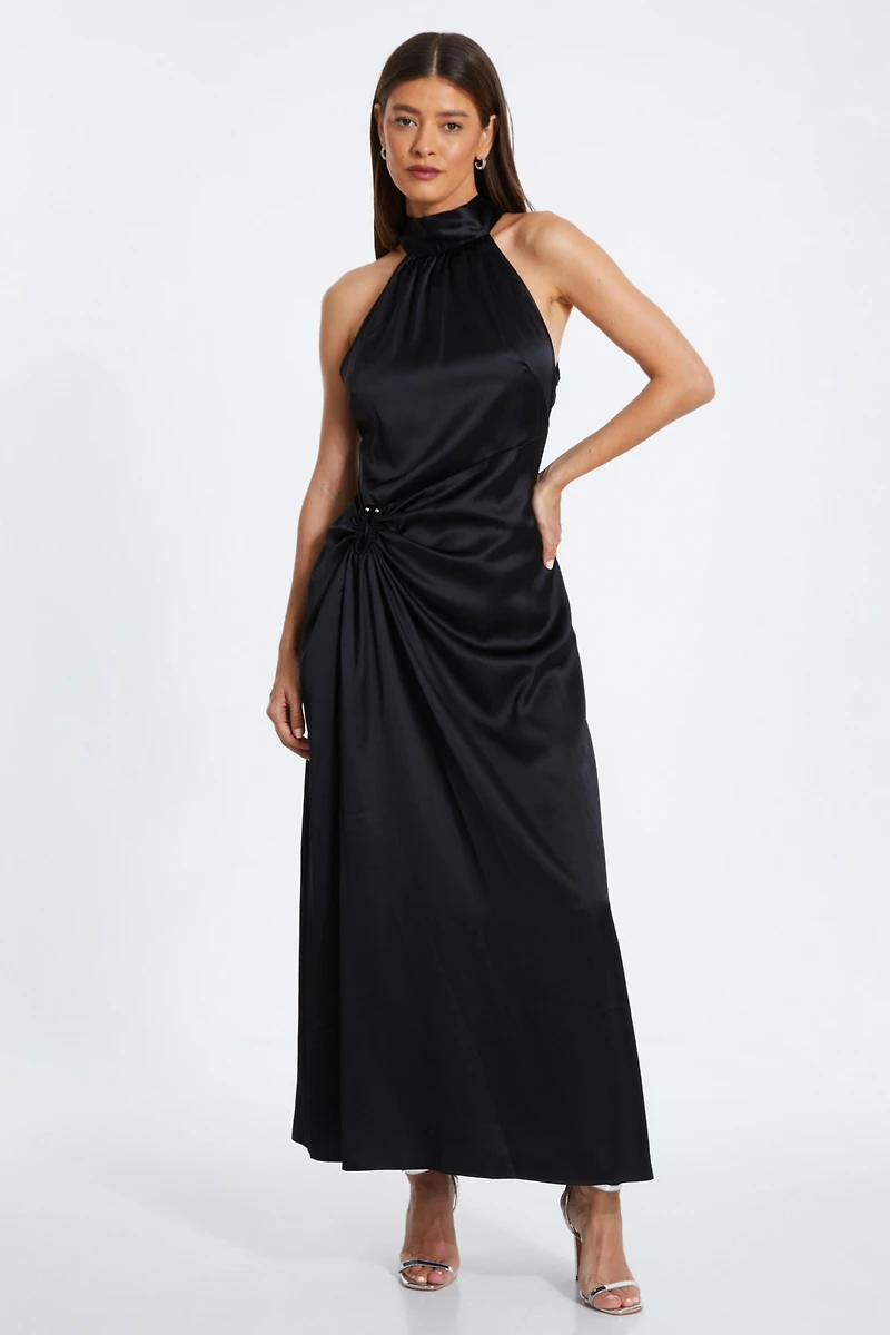 Quiz Women's Satin Halterneck Midi Dress