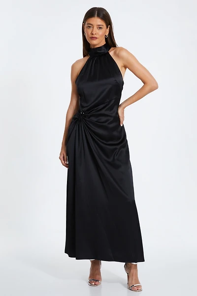 Quiz Women's Satin Halterneck Midi Dress