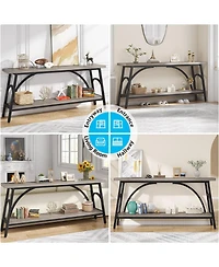 Tribesigns Extra Long Sofa Tables, 70.8”Console Table for Entryway, Wood Console Table 2 Tier Tv Stand, Behind Couch Table for Living Room