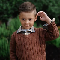 Hope & Henry Baby Boys Long Sleeve Plaid Flannel Button Down Shirt with Elbow Patches