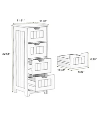 White 4-Drawer Storage Cabinet for Bathroom, Living Room, Kitchen