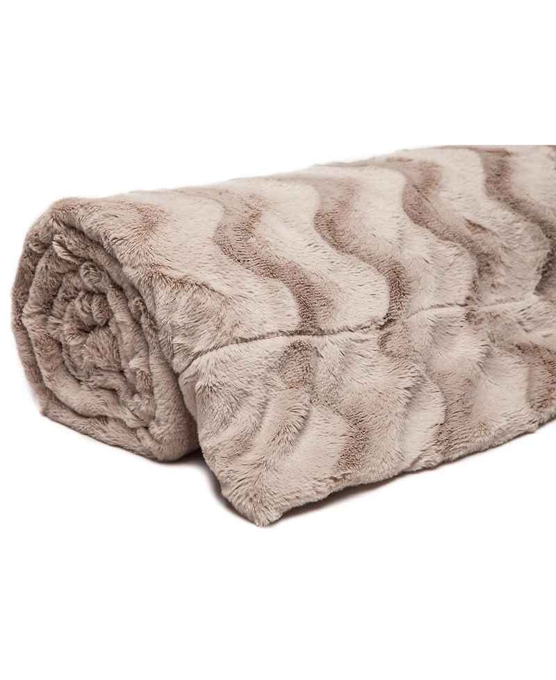 Chanasya Premium Soft Wave Faux Fur Throw Blanket - Soft, Lightweight Reversible Sherpa & Minky Blanket - 50" x 65” - Yellow
