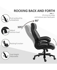 Big and Tall Office Chair, Pu Leather Desk Chair 400lb, Black