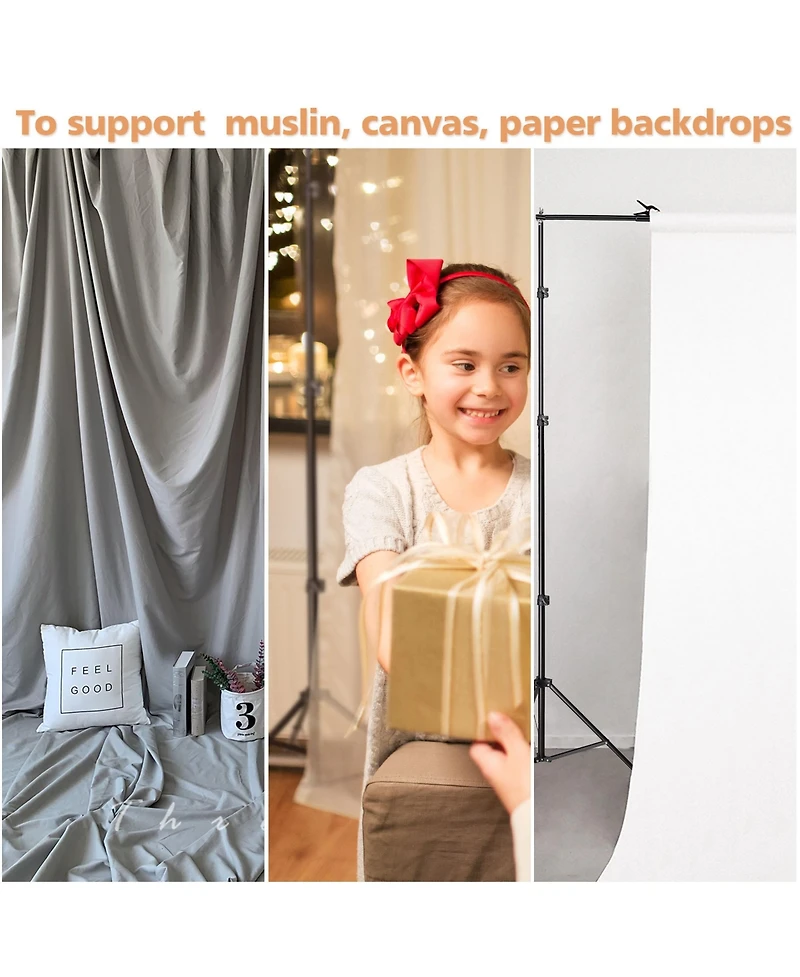 8.5' x 10' Adjustable Photography Background Backdrop Stand Support Crossbar Kit Studio