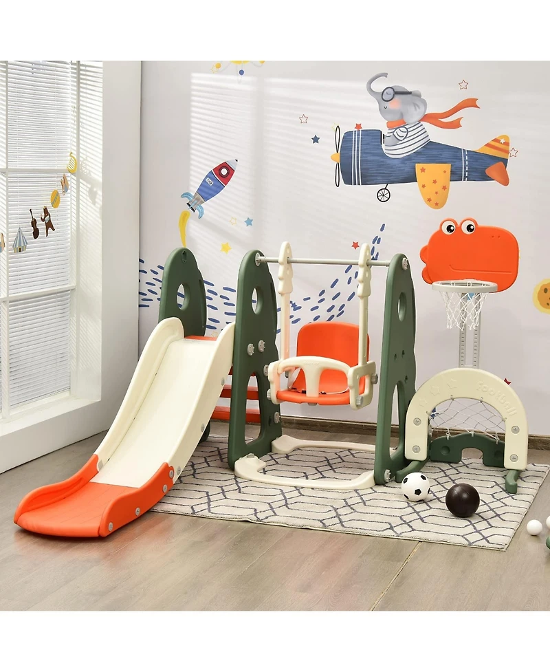 Sugift 6 in 1 Toddler Slide and Swing Set with Ball Games