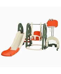 Sugift 6 in 1 Toddler Slide and Swing Set with Ball Games