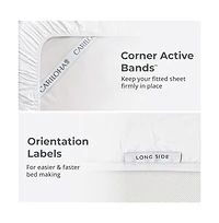 Cariloha Retreat 4-Piece Sateen Sheet Set | White | Cal King | Lyocell Material | Breathable, Corner Straps, Extra soft & Cooling