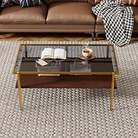 Streamdale Modern Glass Coffee Table with Golden Legs