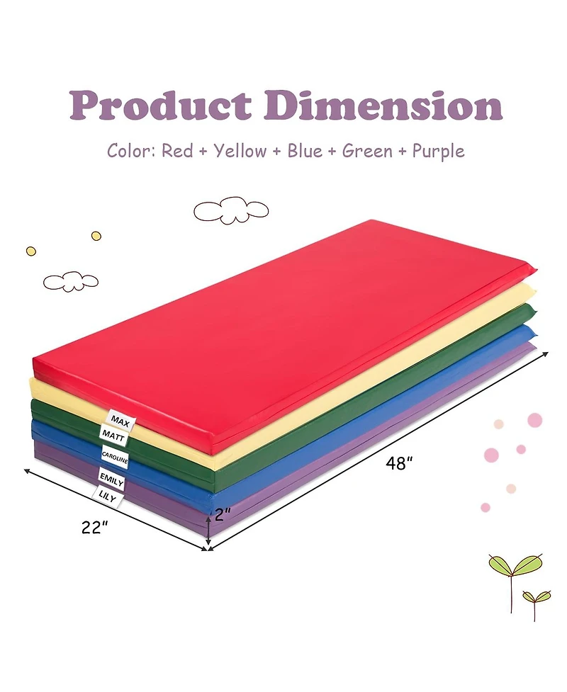 Vebreda 5 Pack 2 Inch Toddler Thick Rainbow Rest Nap Mats