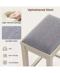 Skonyon 2 Pieces 25 Inch Upholstered Bar Stool Set with Solid Rubber Wood Frame and Footrest