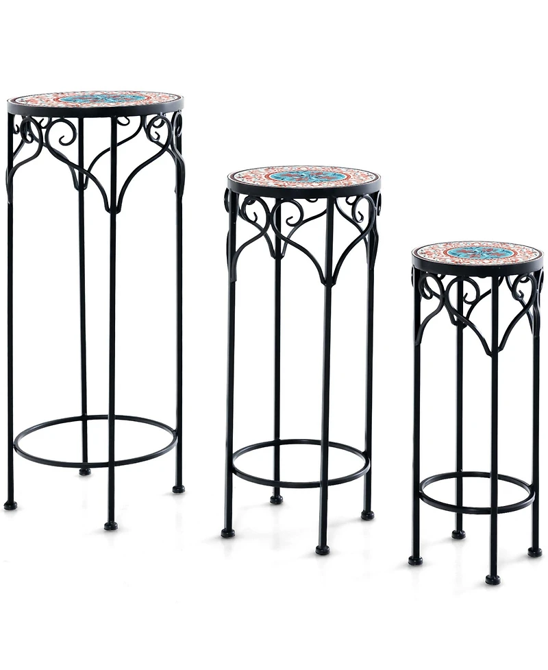 Sugift Decorative Flower Display Holder with Ceramic Top for Patio