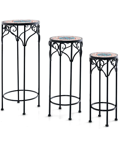 Sugift Decorative Flower Display Holder with Ceramic Top for Patio