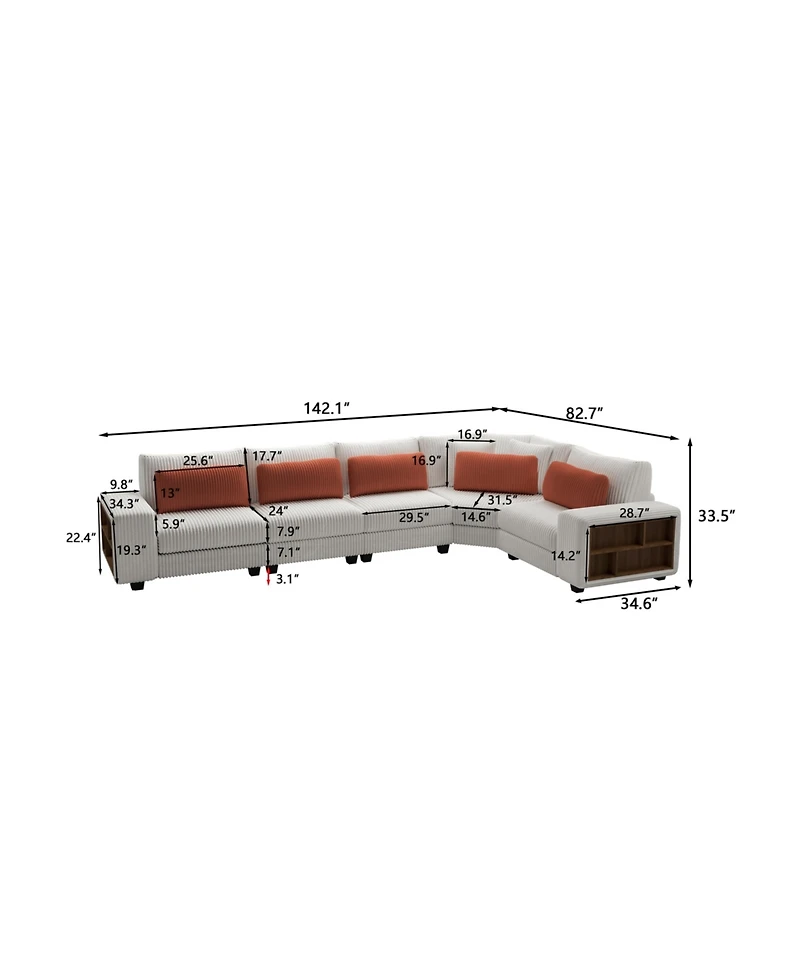 Streamdale Modular L-Sofa with Armrest Locker