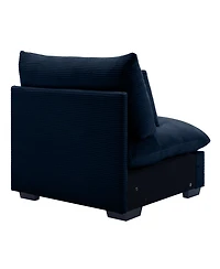 Streamdale Furniture Blue Corduroy Deep Seat Sofa Chair with Pillow