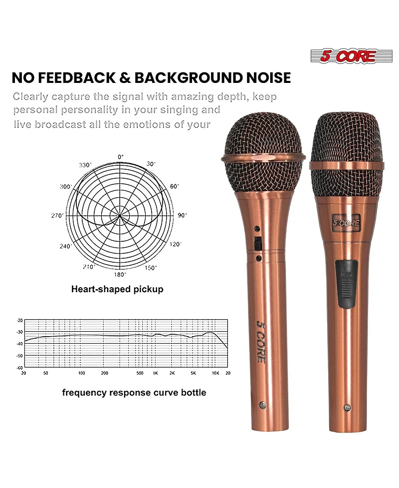 5 Core Dynamic Microphone Handheld Cardioid Pair Xlr Wired Professional Couple Mic for Duet Karaoke