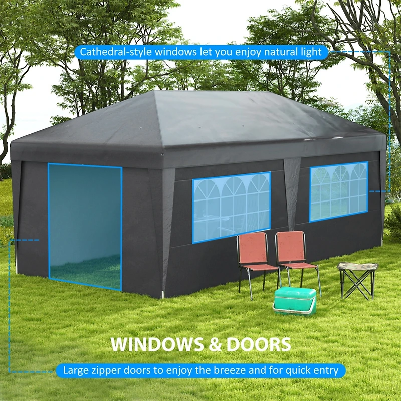 10' x 19.5' Adjustable Pop Up Canopy Tent with Sidewalls
