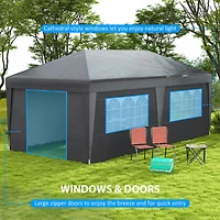 10' x 19.5' Adjustable Pop Up Canopy Tent with Sidewalls